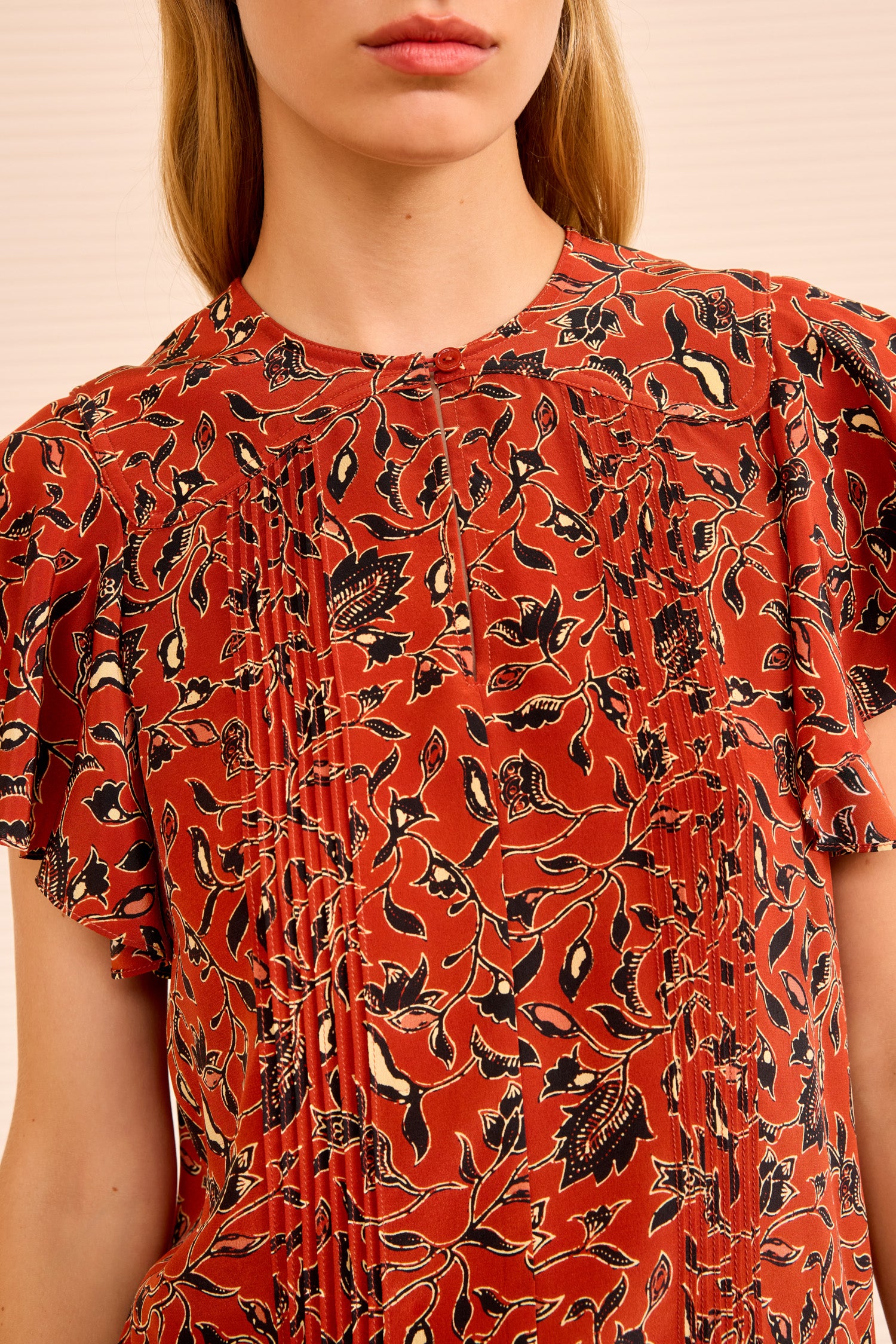 Ulla Johnson Adoni Short Sleeve Top - Terracotta