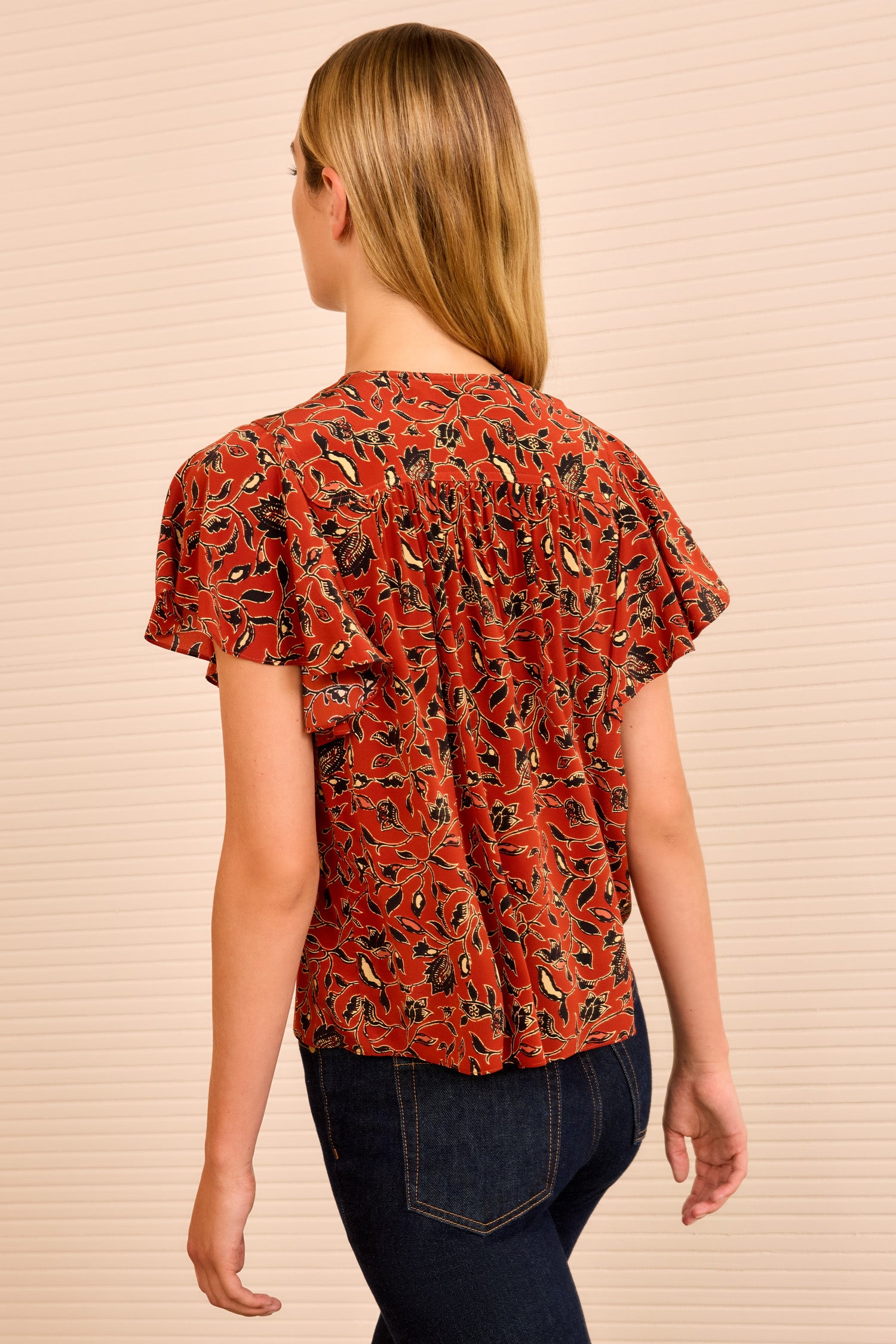 Ulla Johnson Adoni Short Sleeve Top - Terracotta