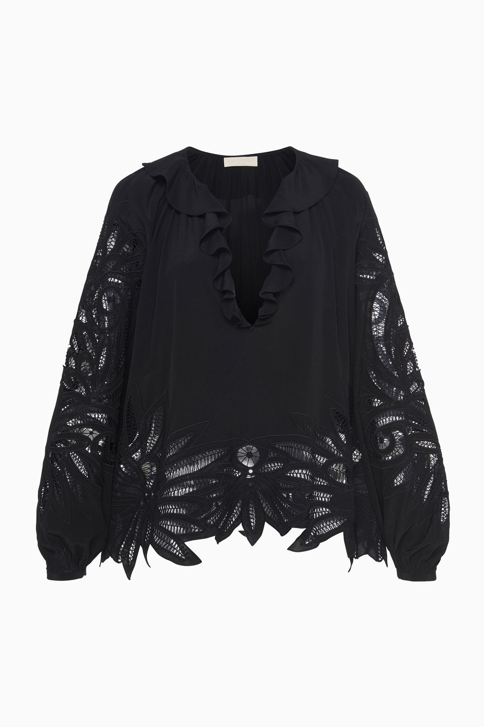 Adonis Silk Applique Blouse - Noir