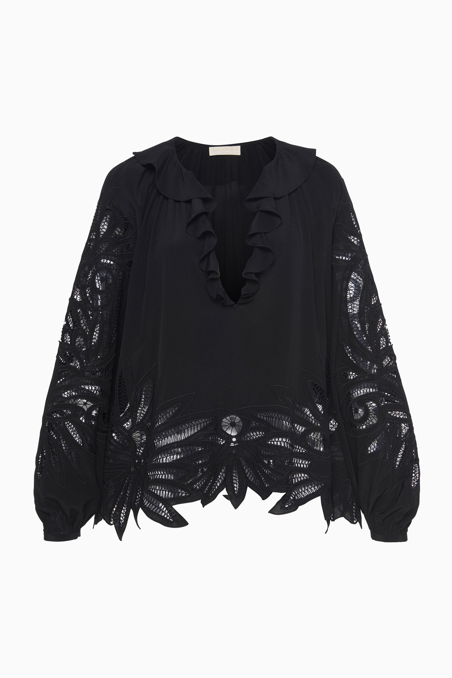 Ulla Johnson Adonis Silk Applique Blouse - Noir
