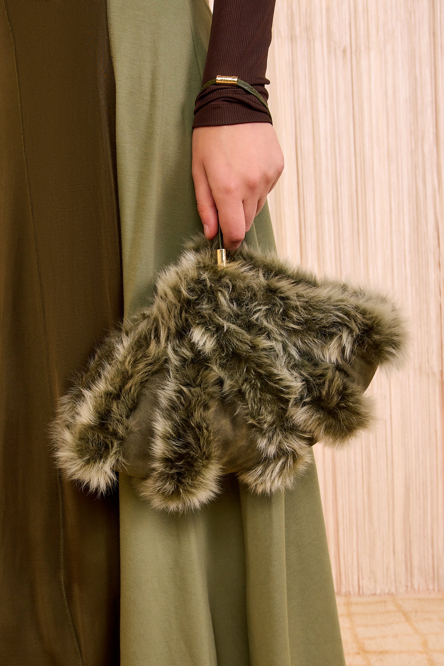 Ulla Johnson Adria Shearling Crossbody - Militaire