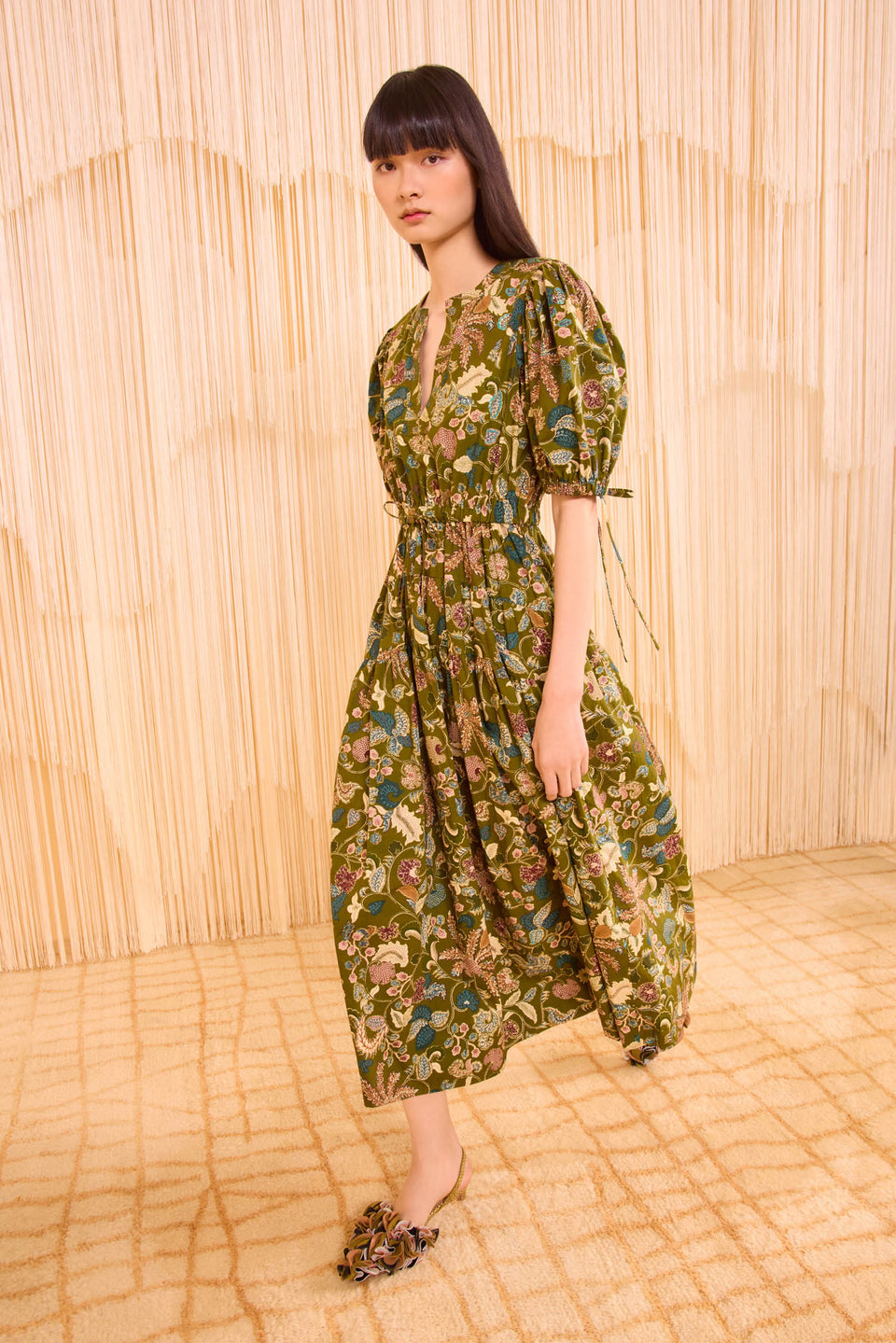 Adriana Short Sleeve Midi Dress - Lichen