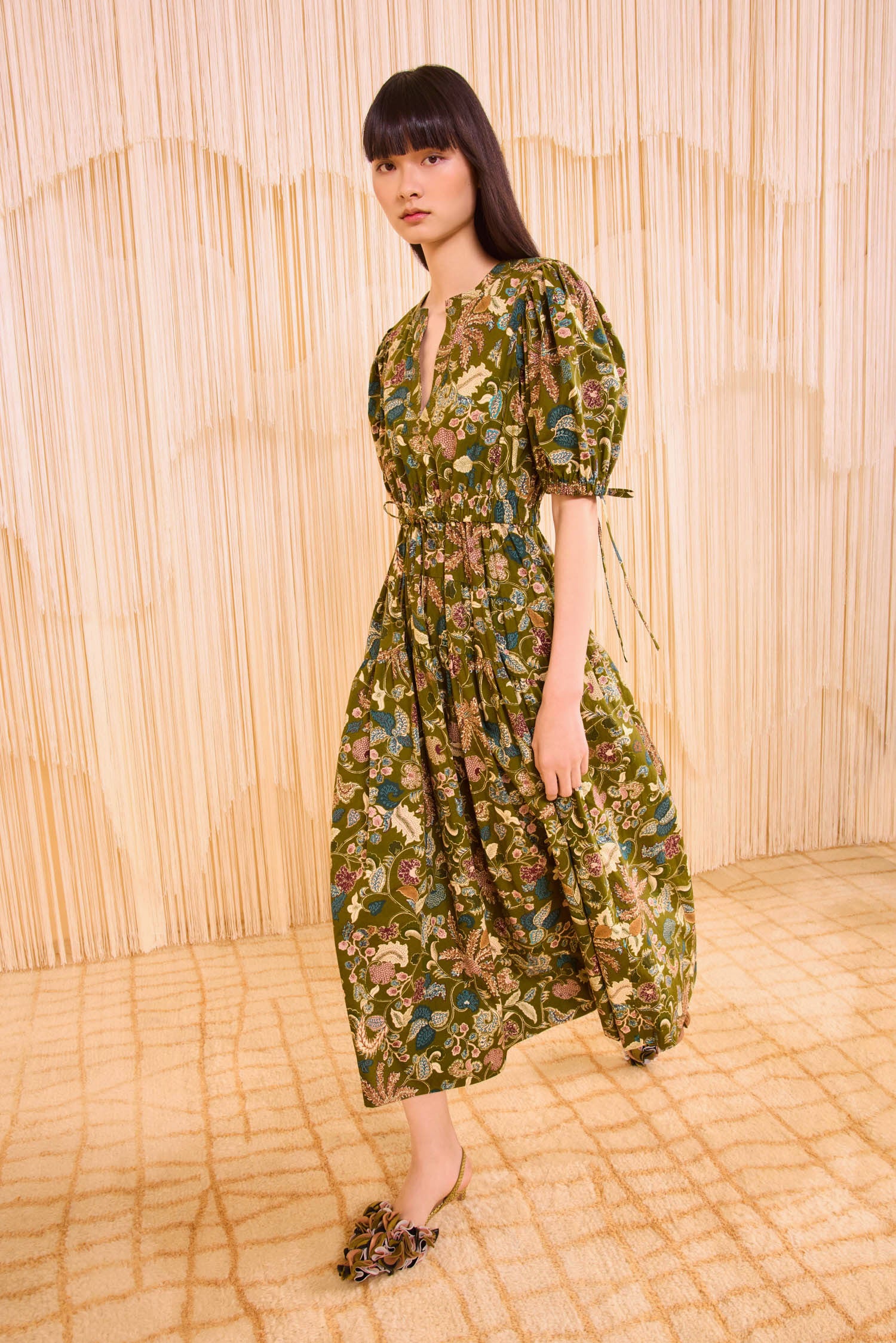 Adriana Short Sleeve Midi Dress - Lichen