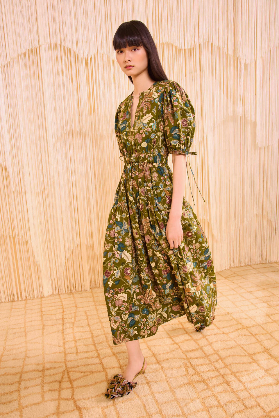 Adriana Short Sleeve Midi Dress - Lichen