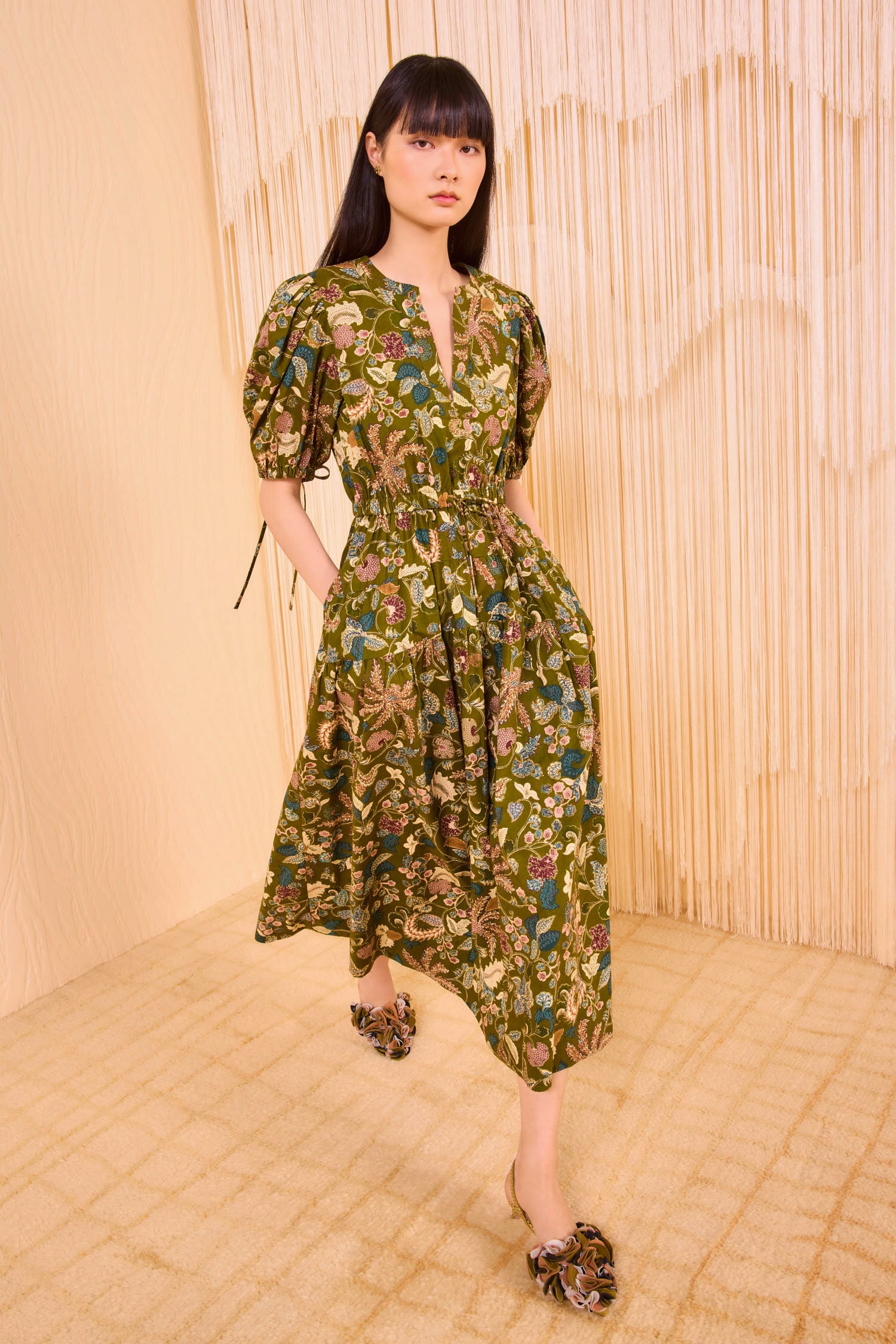 Ulla Johnson Adriana Short Sleeve Midi Dress - Lichen