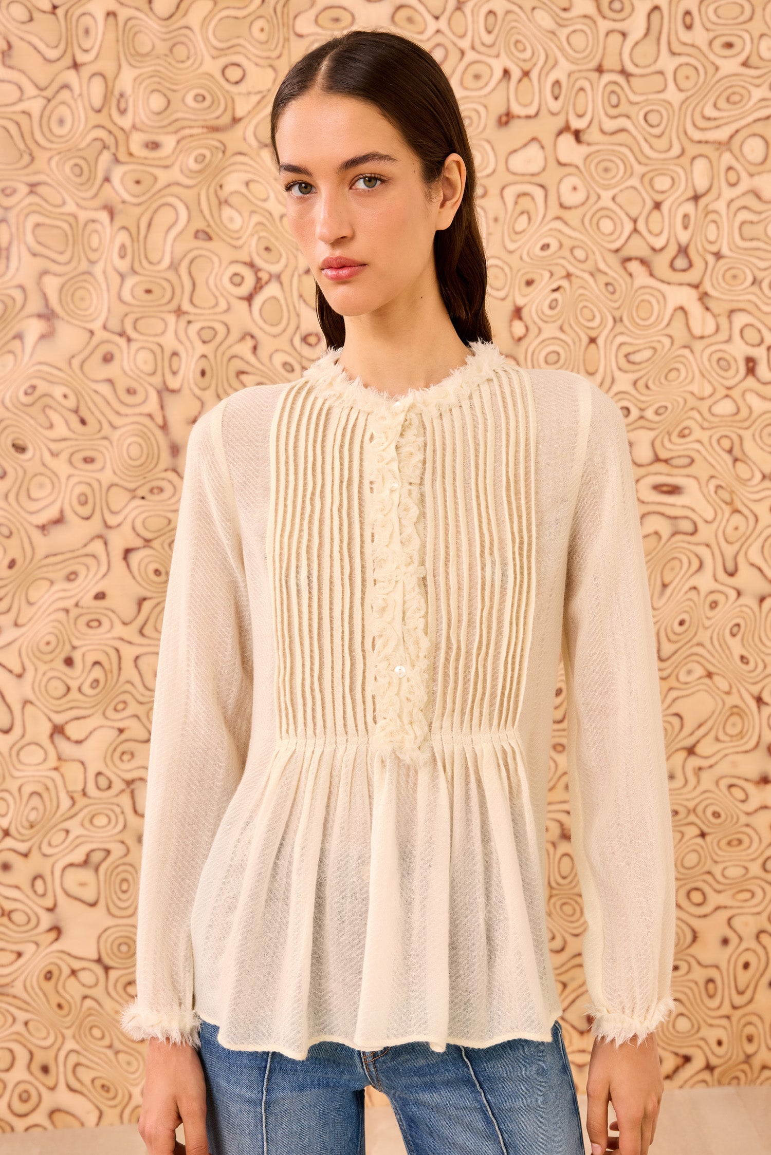 Adriel Long Sleeve Tunic Blouse Cowrie