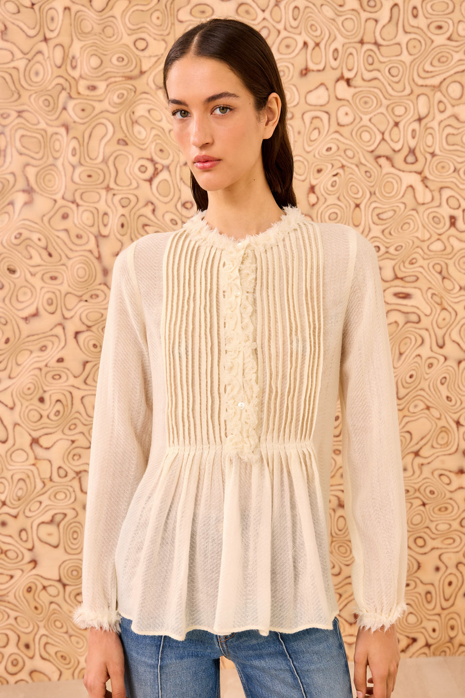 Adriel Long Sleeve Tunic Blouse - Cowrie