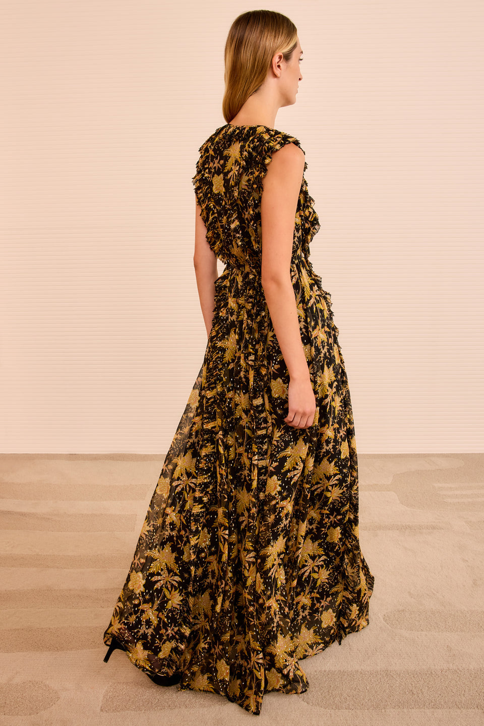 Aida Cascading Ruffle Gown - Forsythia