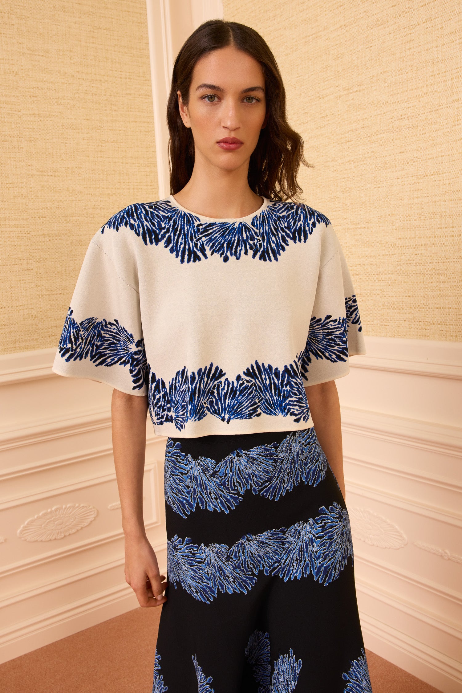 Alara Knit Jacquard Top - Ocean