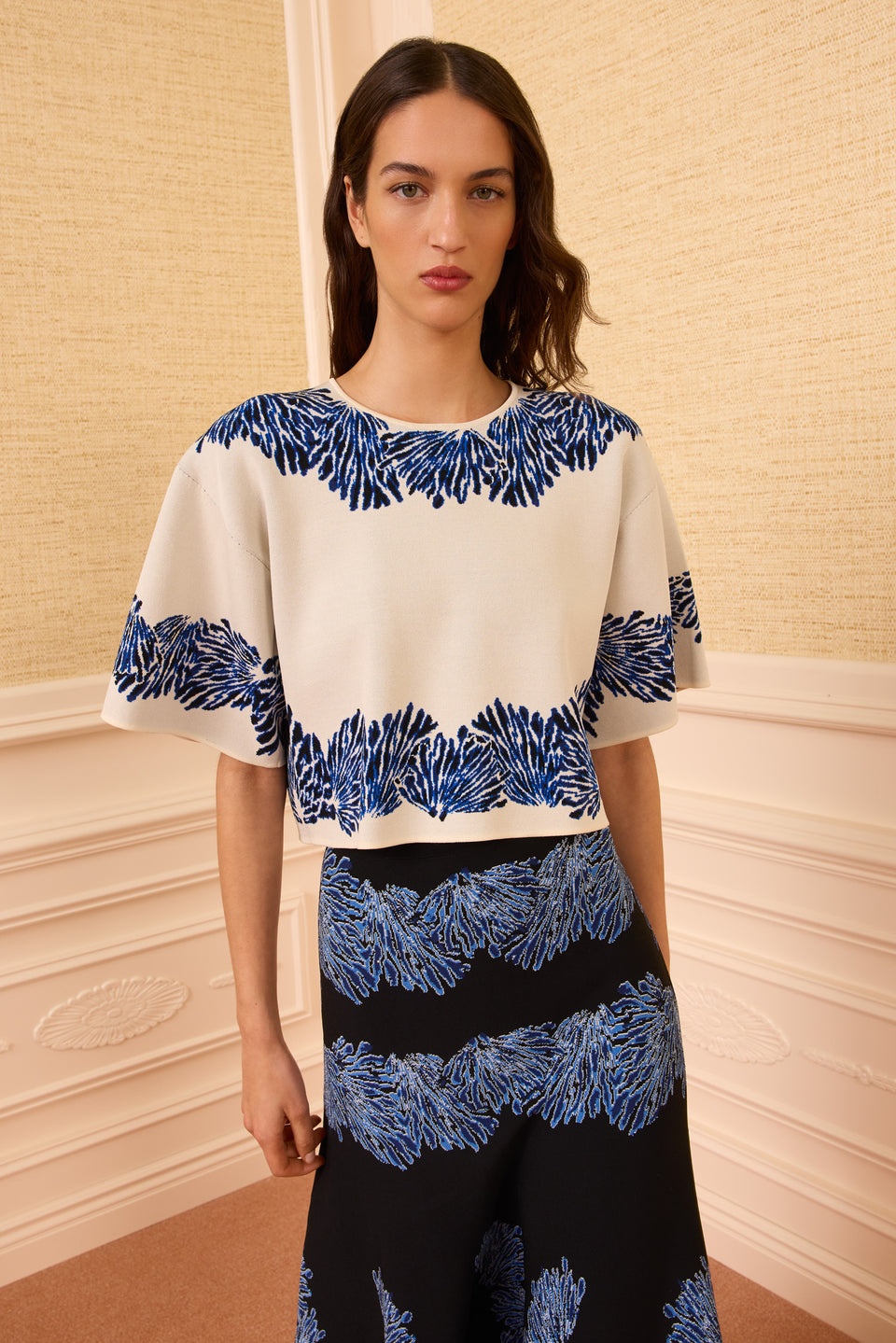 Alara Knit Jacquard Top - Ocean