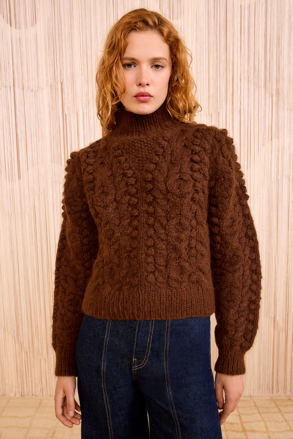 Albia Alpaca Knit Pullover - Mahogany