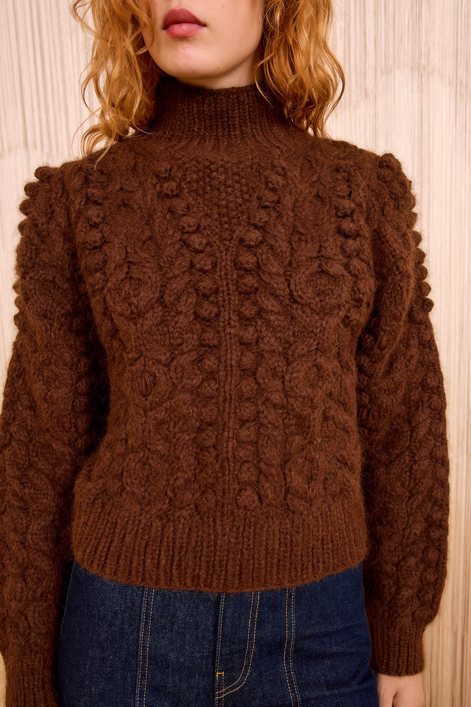 Albia Alpaca Knit Pullover - Mahogany