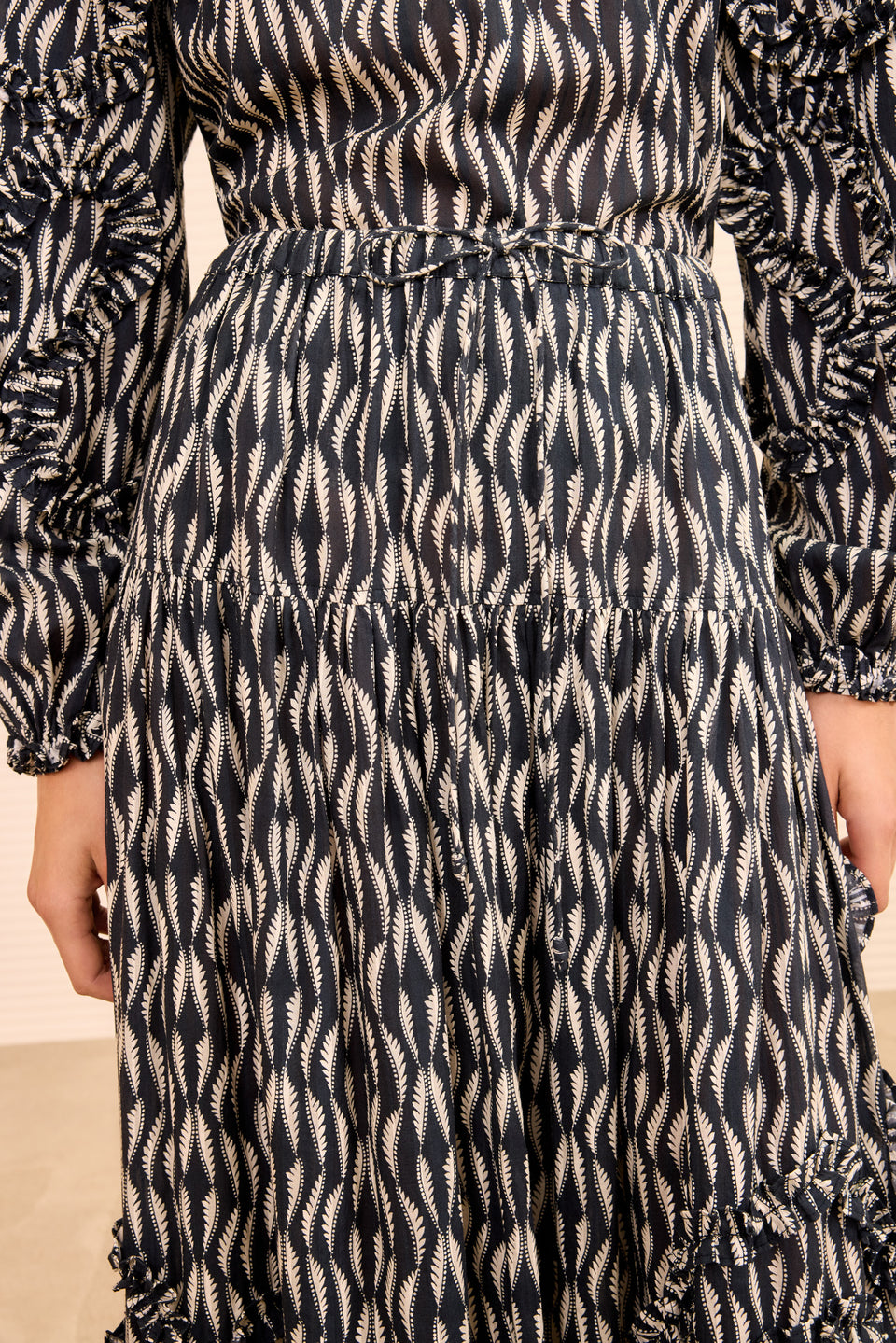 Alexandra Ruffled Cotton Midi Skirt - Graphite