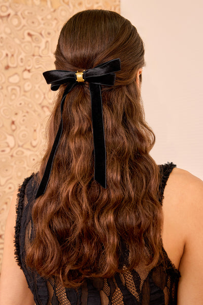 Alexis Velvet Ribbon Hair Bow - Noir - Ulla Johnson