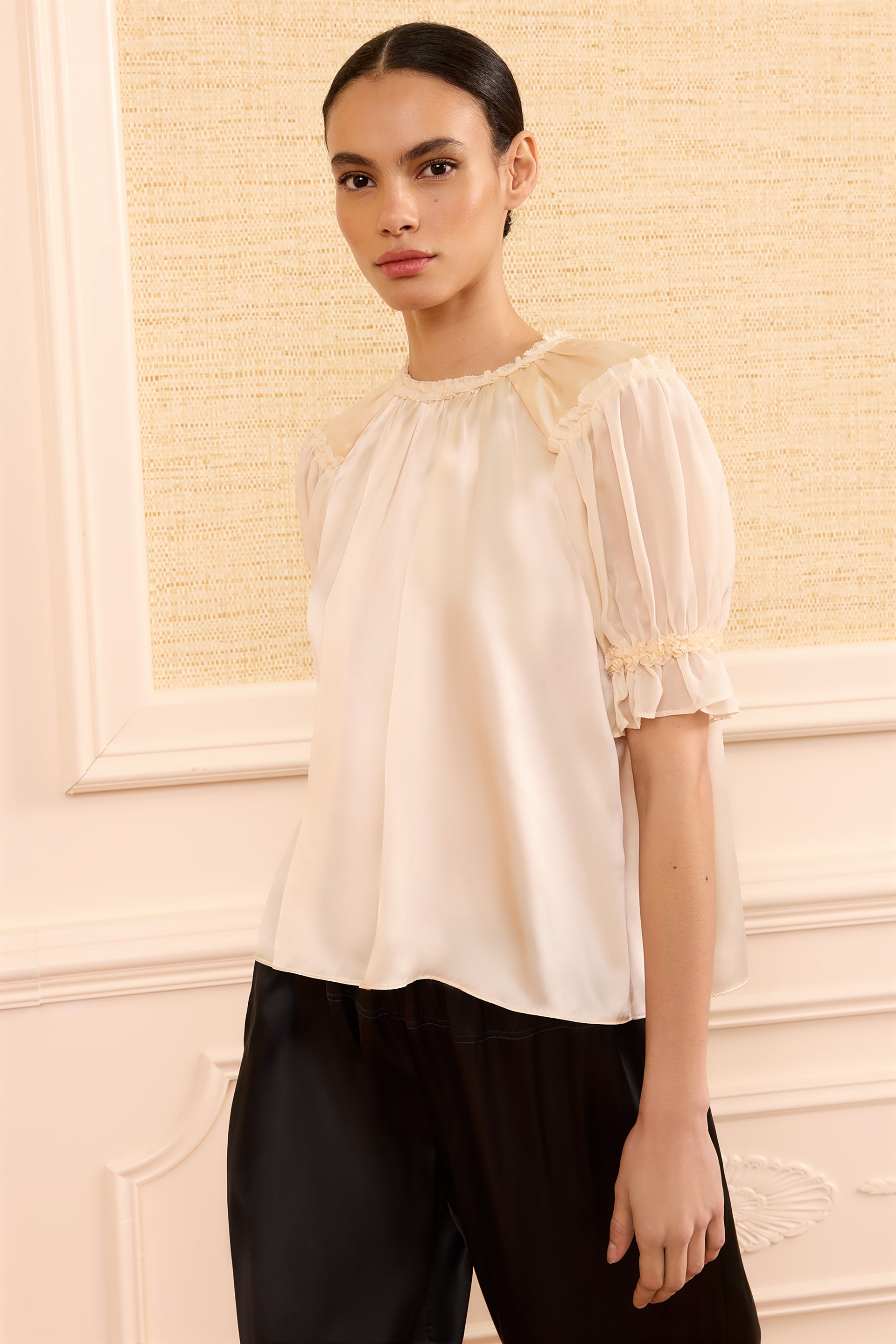Alina Silk Top - Ivory