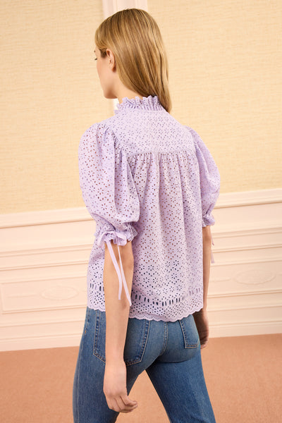 Wisteria Cotton Eyelet Top - Back View Scallop Hem Detail | Ulla Johnson