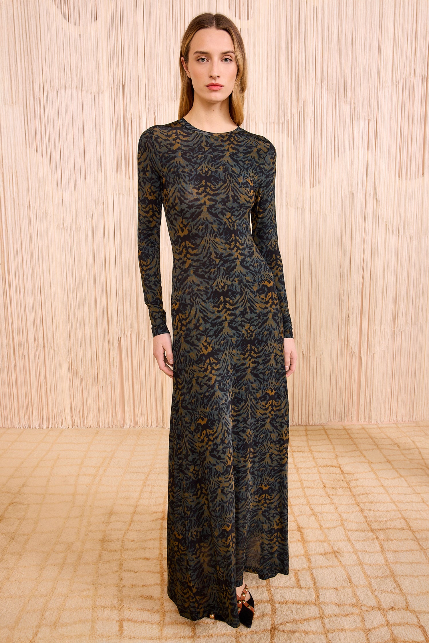 Ulla Johnson Amari Jersey Long Sleeve Dress - Desert Jasper