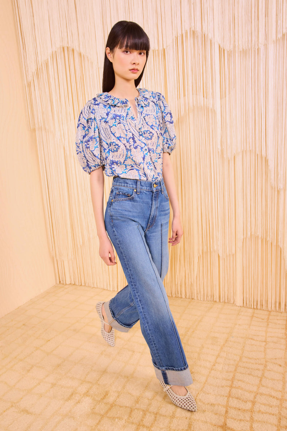 Amari Short Sleeve Blouse - Ciel