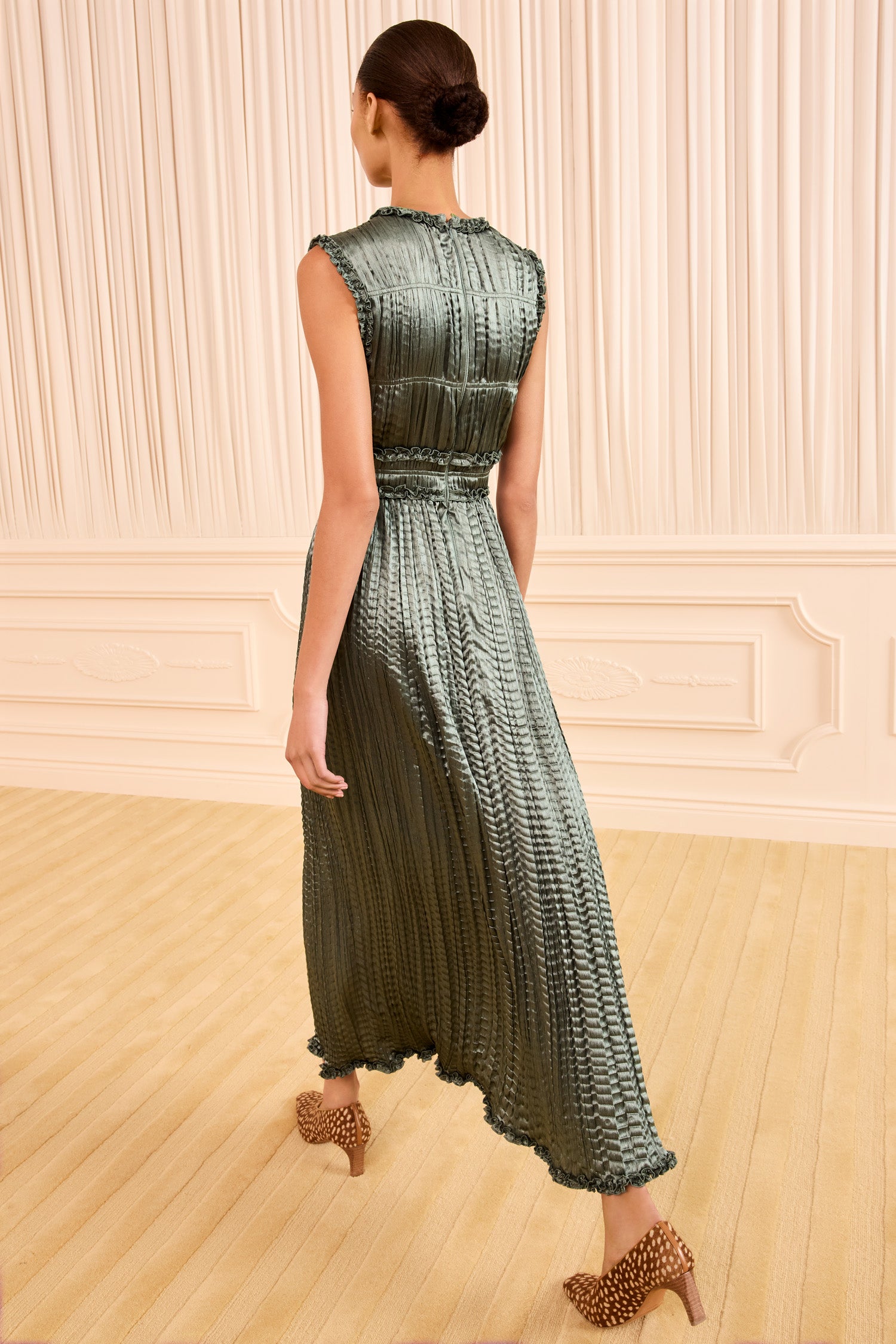 Ulla Johnson Amaya SL Pleated Dress - Serpentine