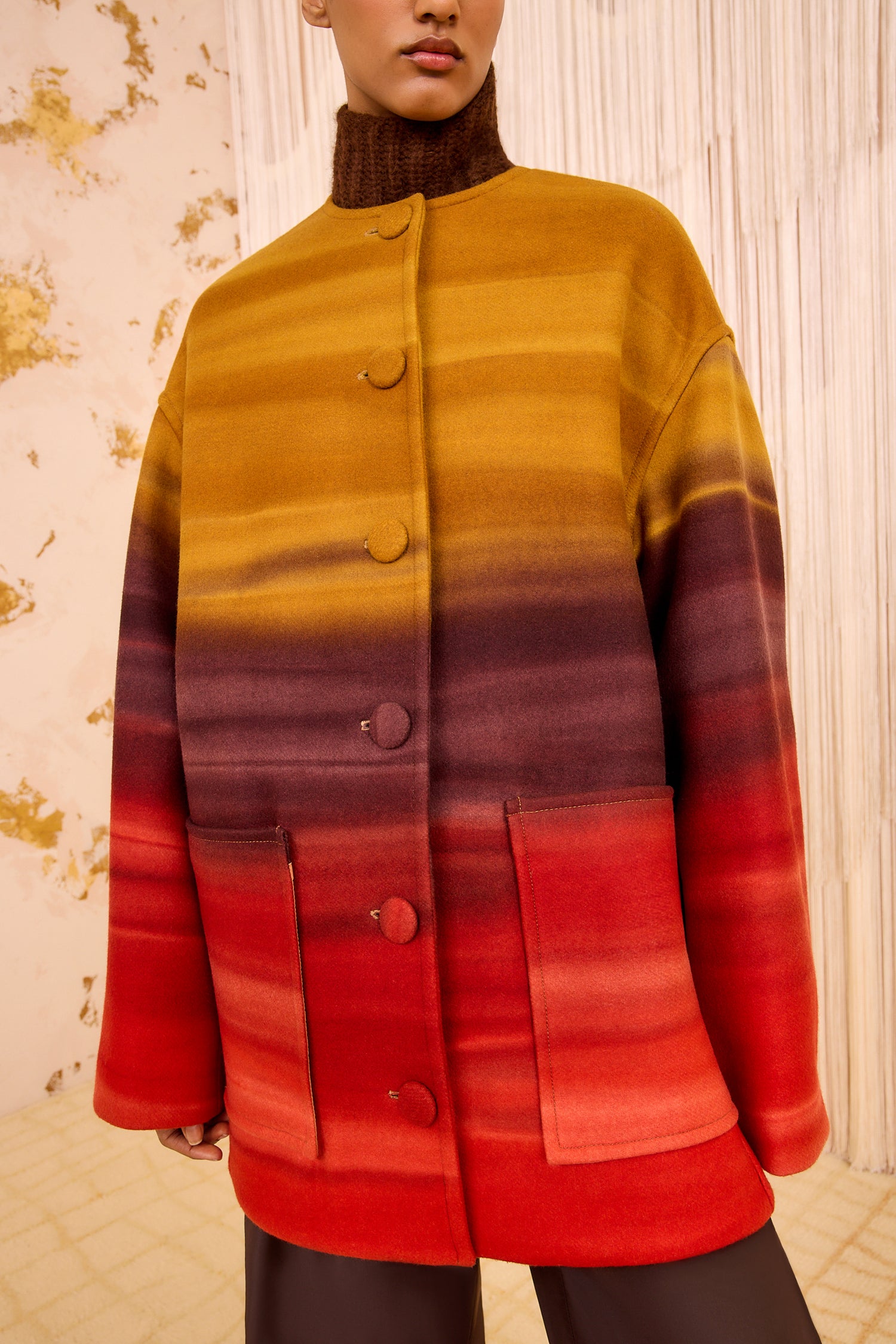Ambrose Wool Meton Coat - Agate Oversized Italian Wool Coat - Ulla