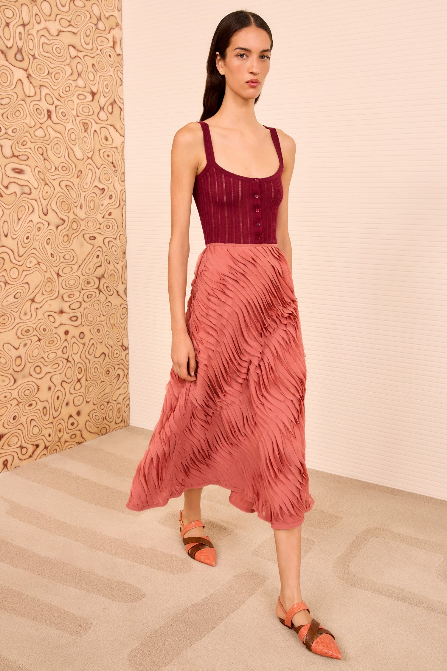 Amiko Midi Skirt - Chestnut - Ulla Johnson