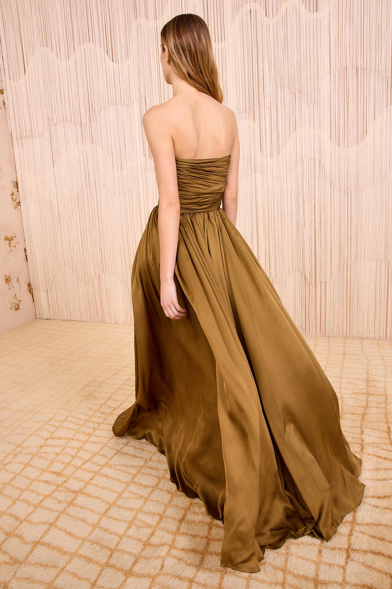 Anastasia Silk Wrapped Strapless Gown - Willow