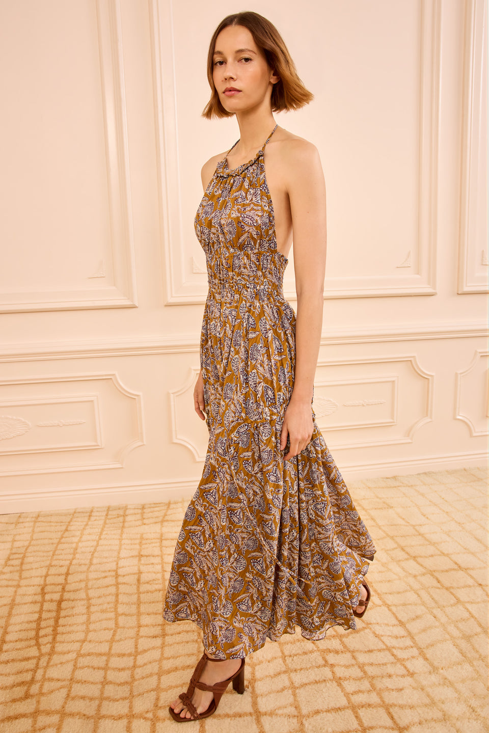 Anelise Halter Midi Dress - Fennel Blossom