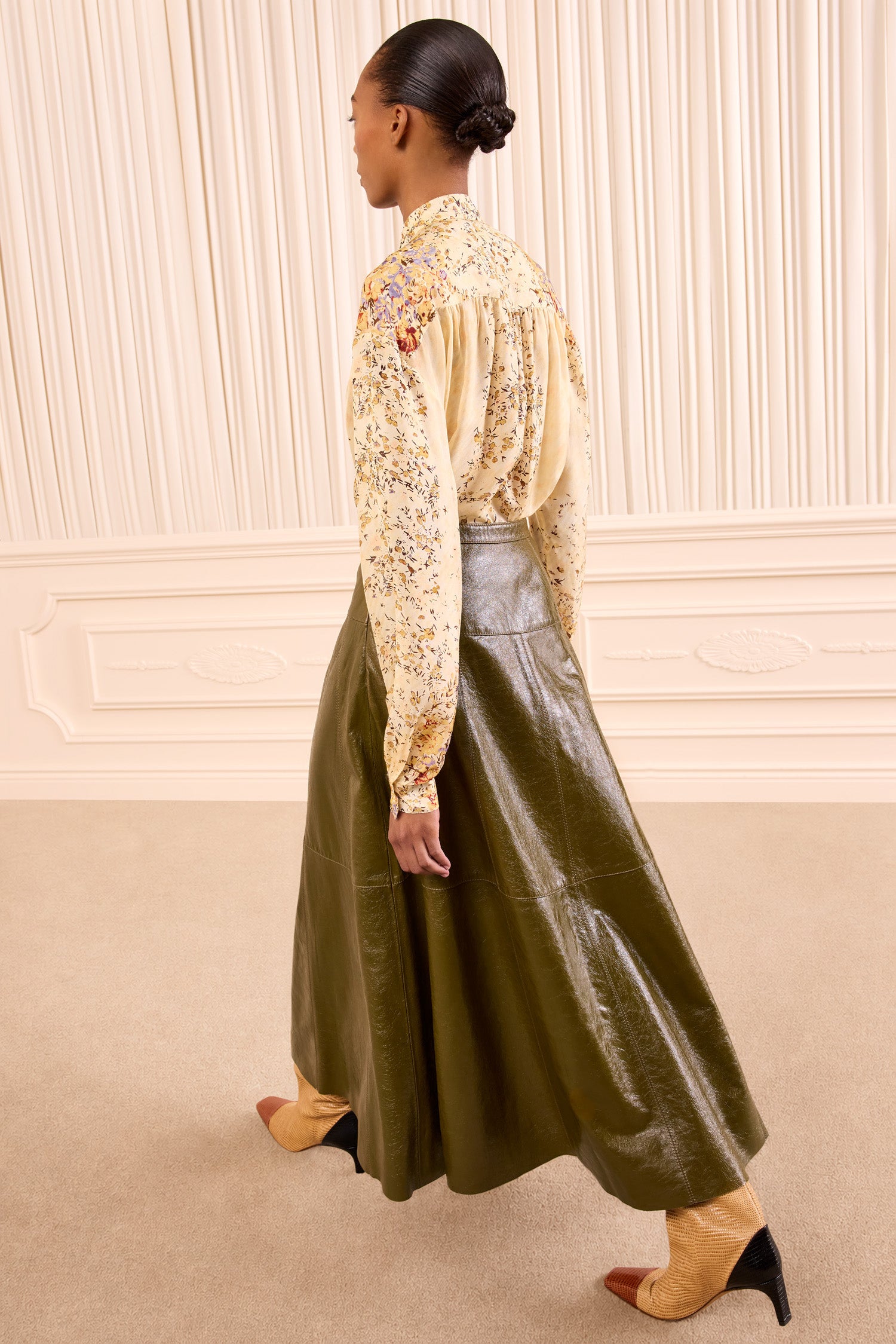 Ulla Johnson Aninda Leather Midi Skirt - Lichen