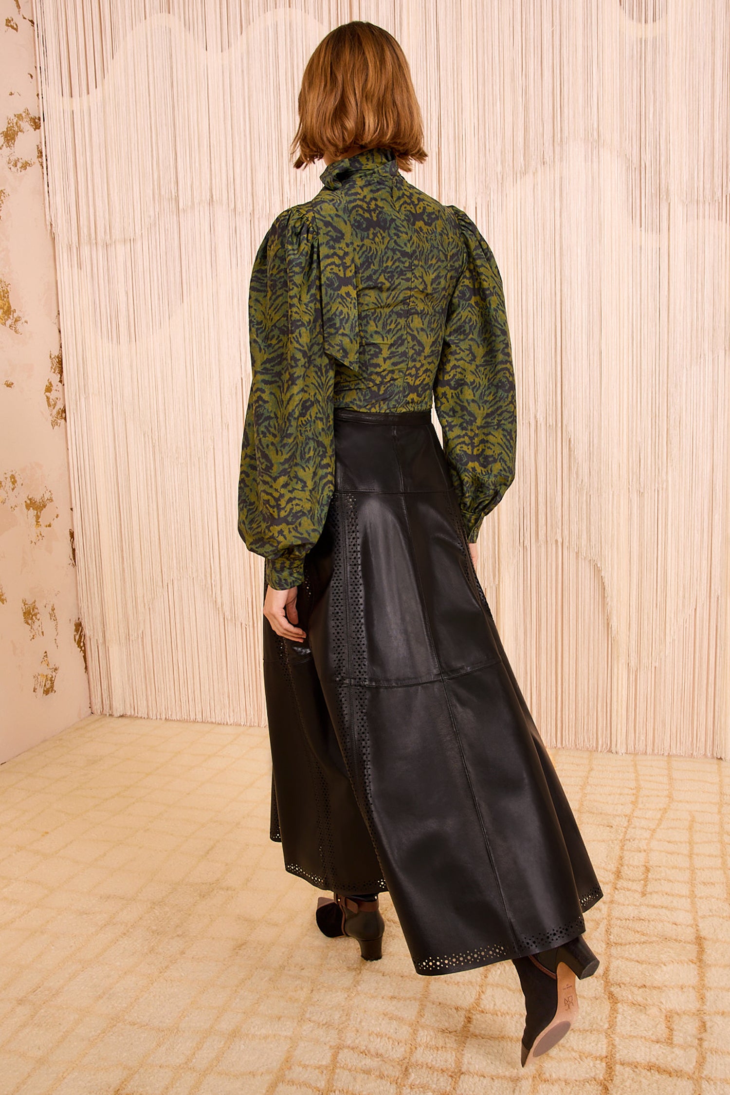 Ulla Johnson Aninda Leather Midi Skirt - Noir