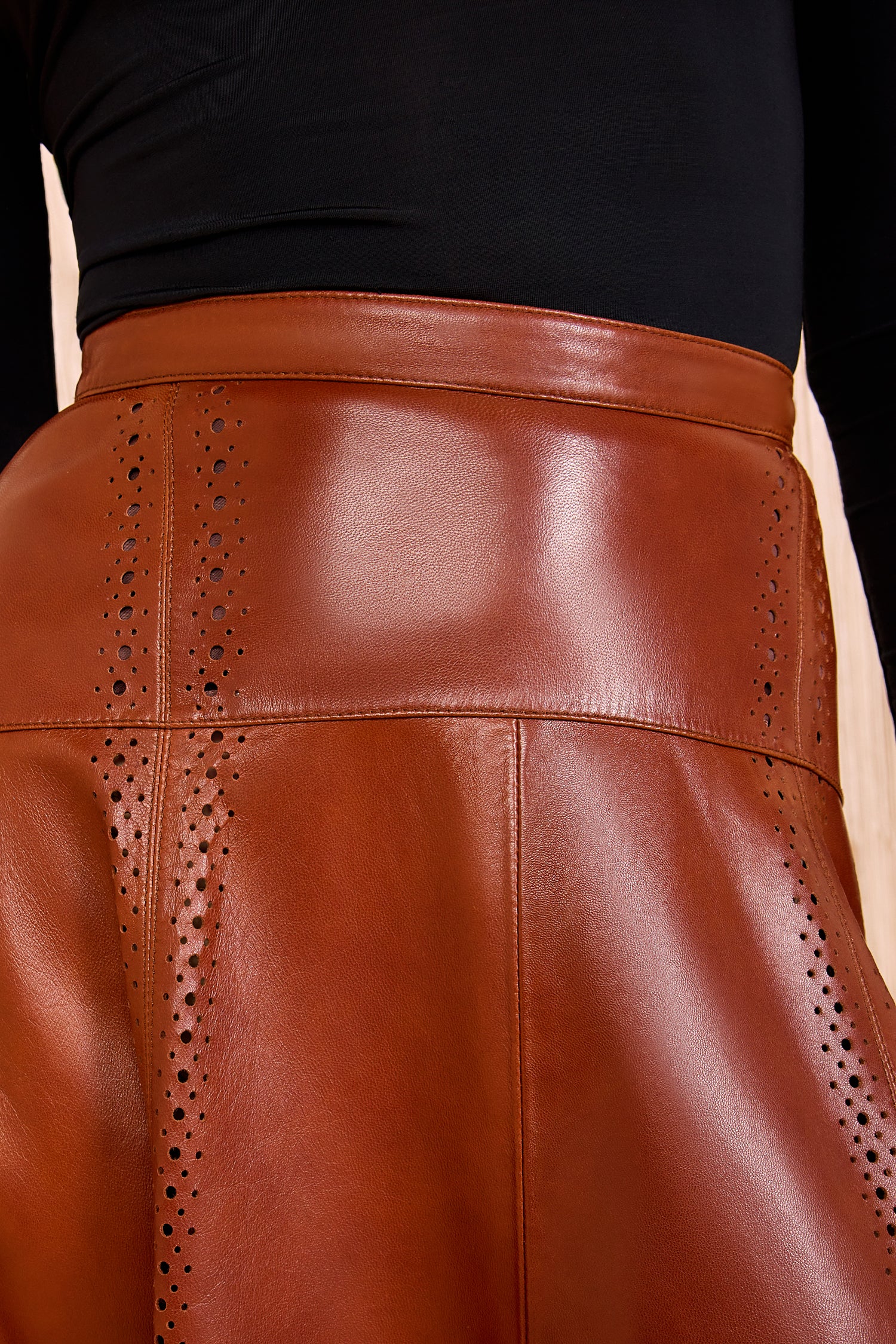 Aninda Leather Midi Skirt - Wenge