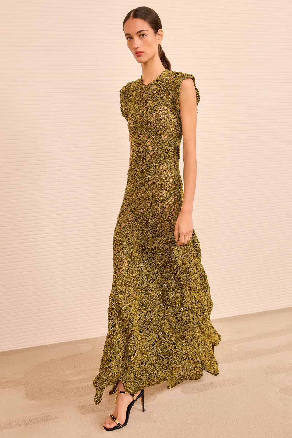 Annalisa Hand Crochet Dress - Olive