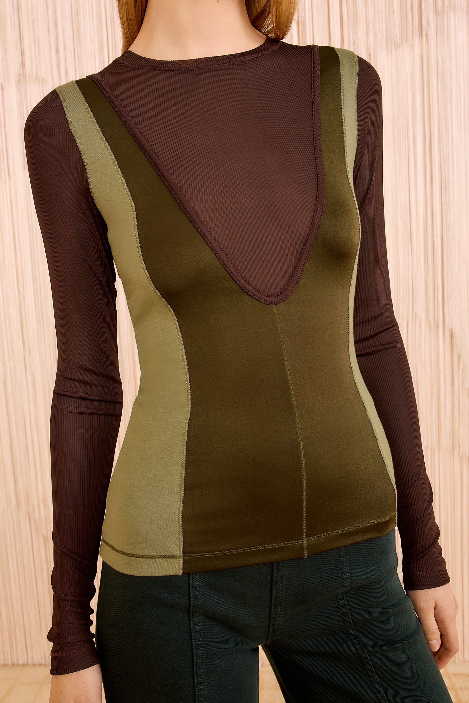 Annete Jersey Long SleeveTop - Militaire