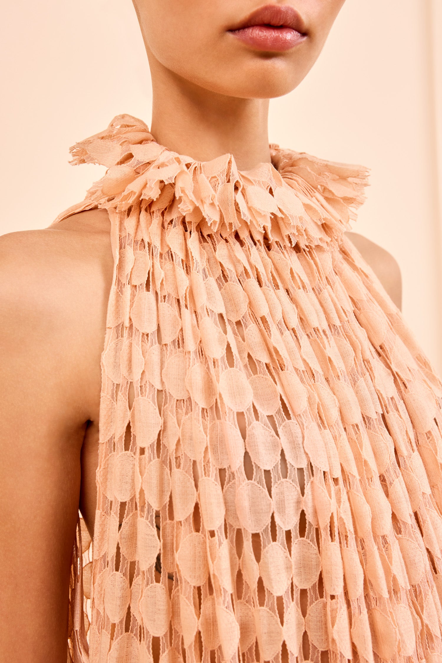 Ulla Johnson Anouk Lace High Neck Gown - Blush