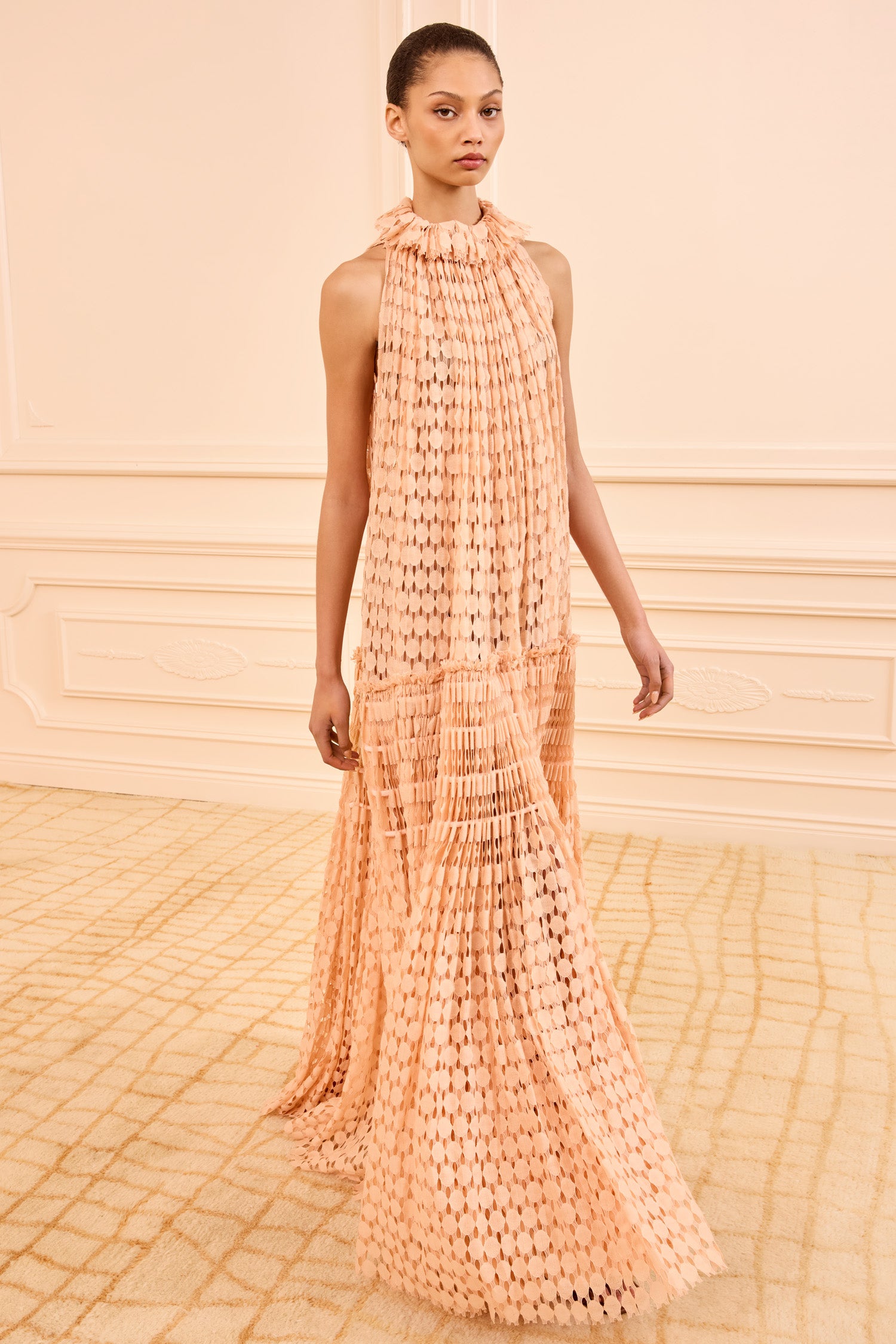 Ulla Johnson Anouk Lace High Neck Gown - Blush