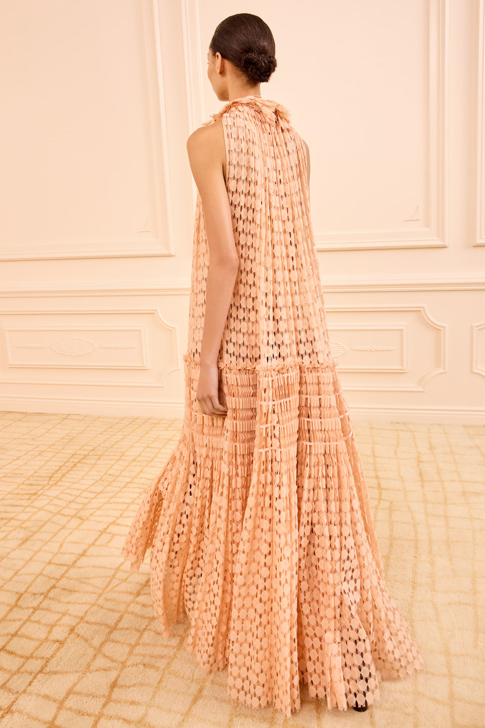 Anouk Lace High Neck Gown - Blush
