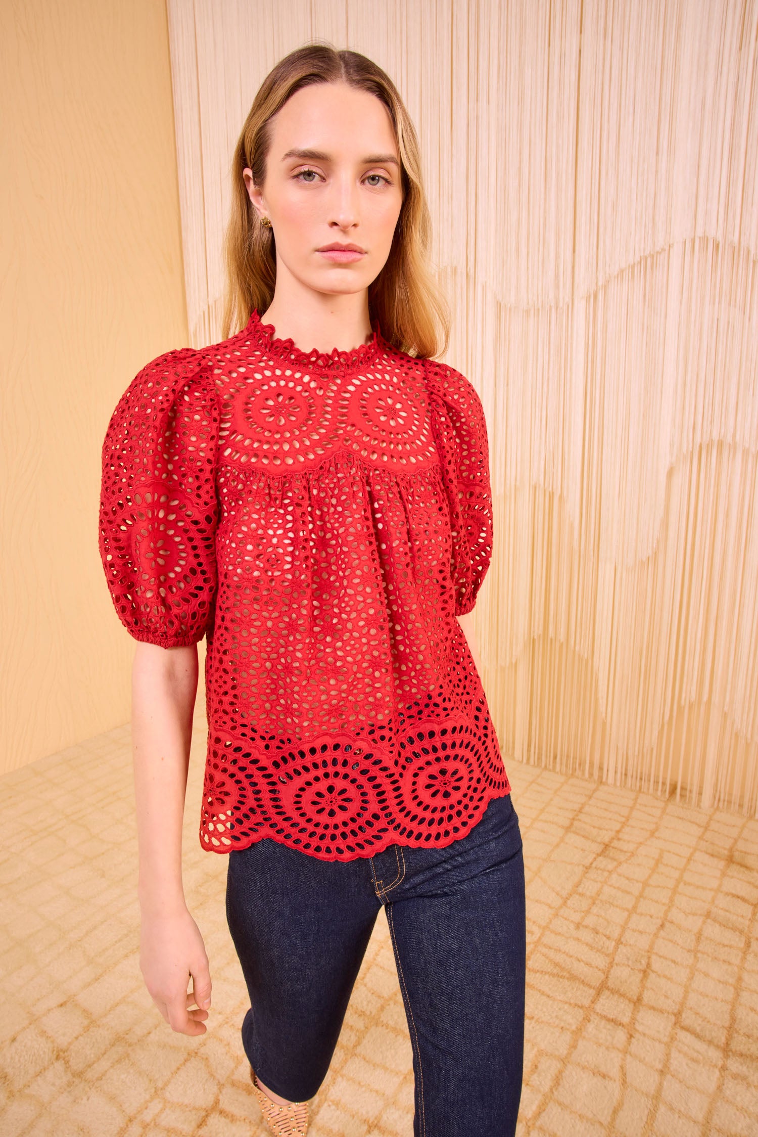 Arda Puff Short Sleeve Blouse - Henna
