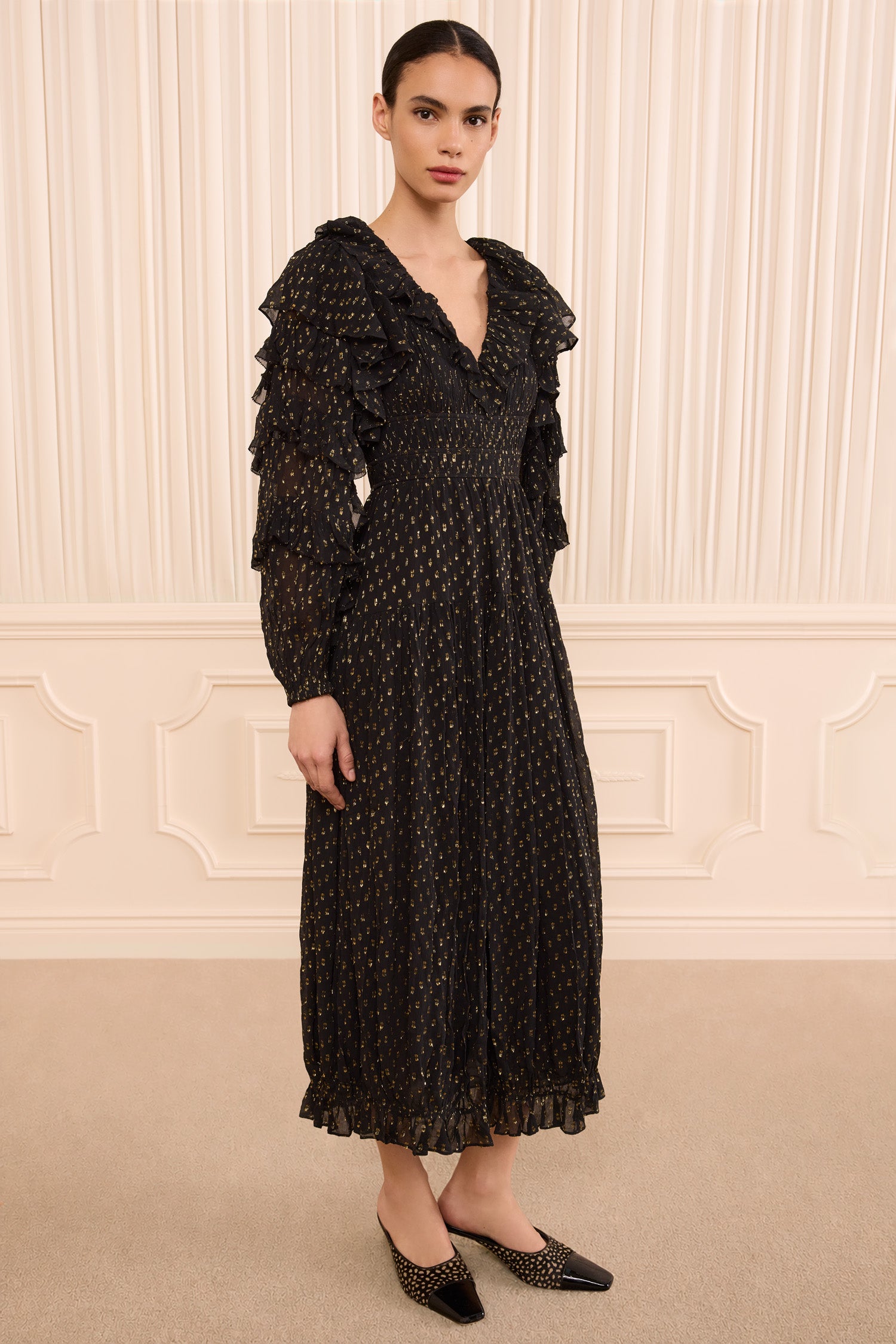 Ulla Johnson Ardis Long Sleeve Silk Dress - Noir