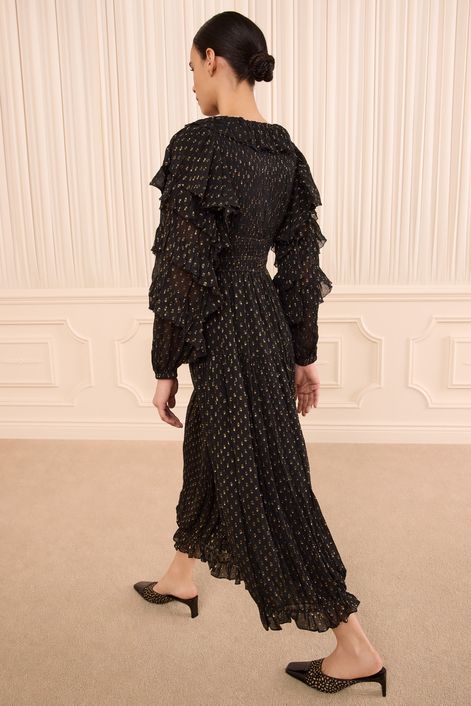 Ardis Long Sleeve Silk Dress - Noir