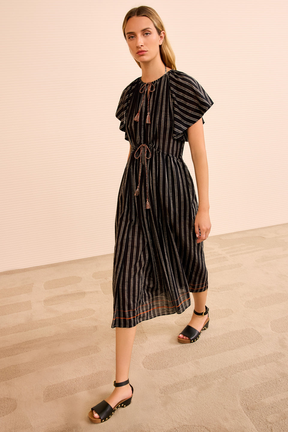 Ariane Striped Dress Coverup - Noir Stripe