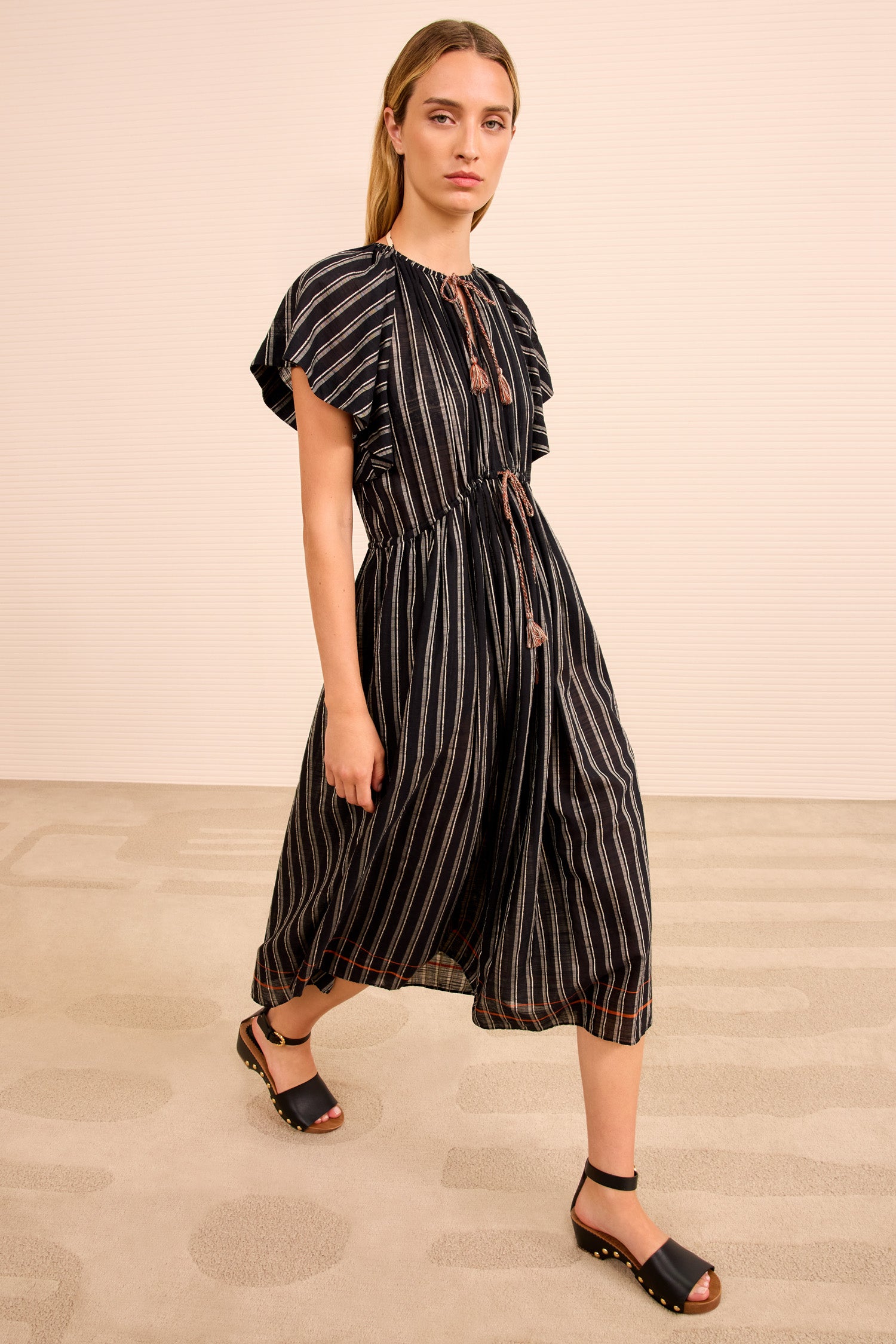 Ulla Johnson Ariane Striped Dress Coverup - Noir Stripe