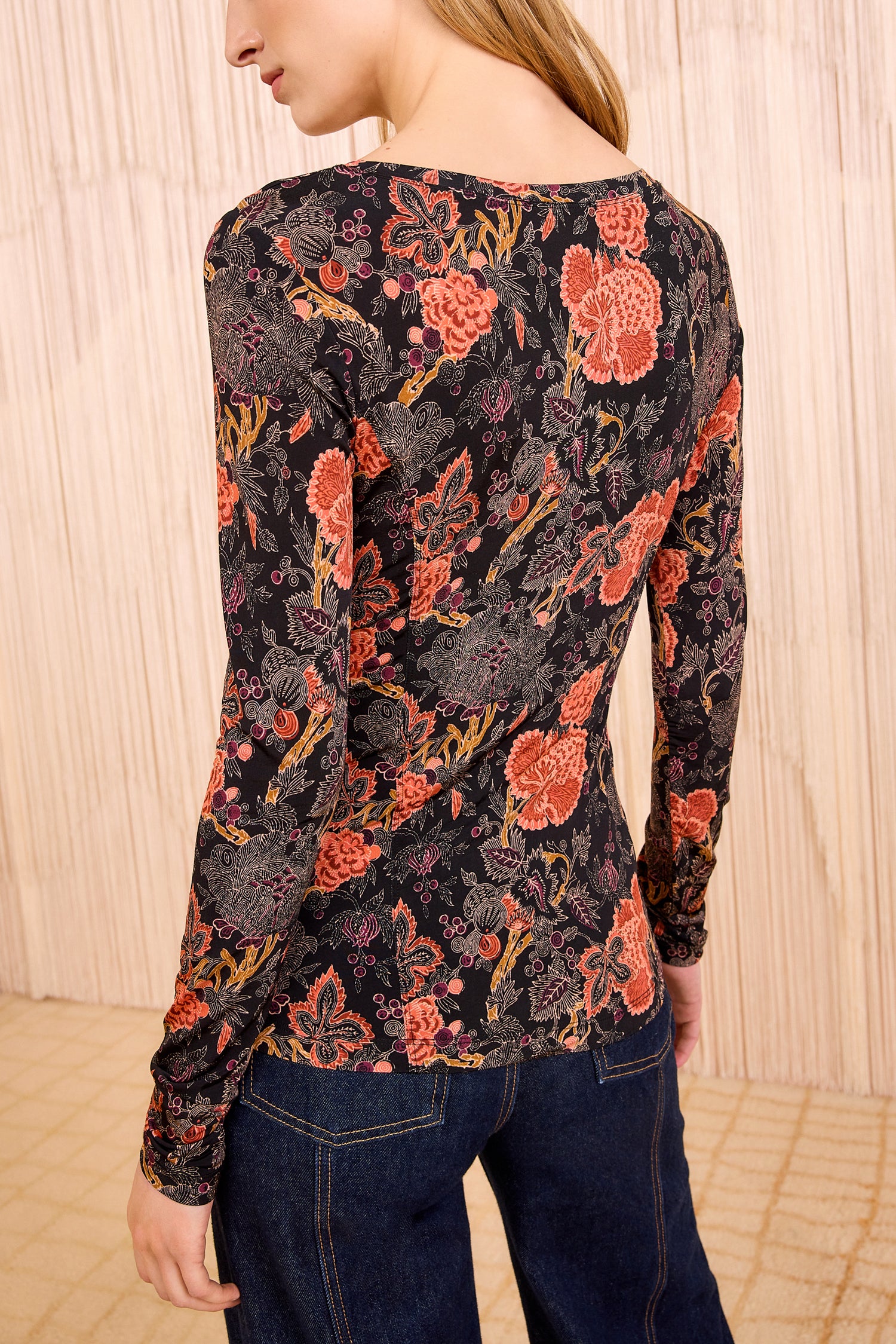 Aris Jersey Long Sleeve U&ndash;Neck Top - Night Lily