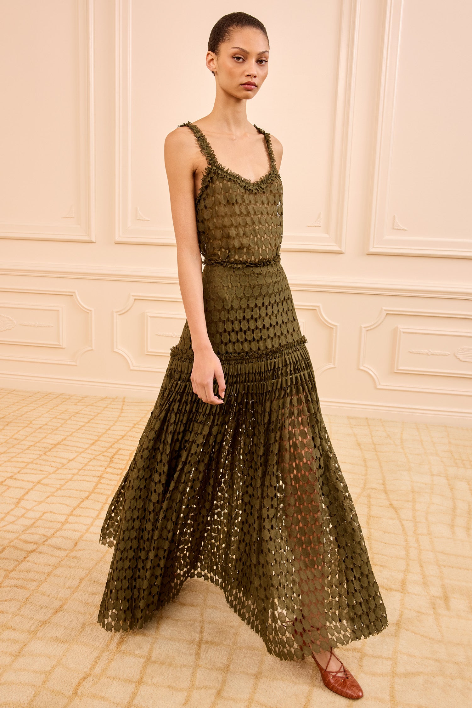 Aris Lace Maxi Skirt - Pine