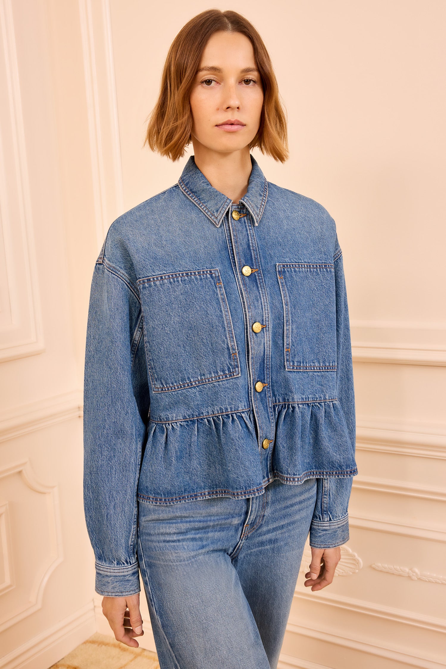 The Arquette Denim Peplum Jacket - Danube
