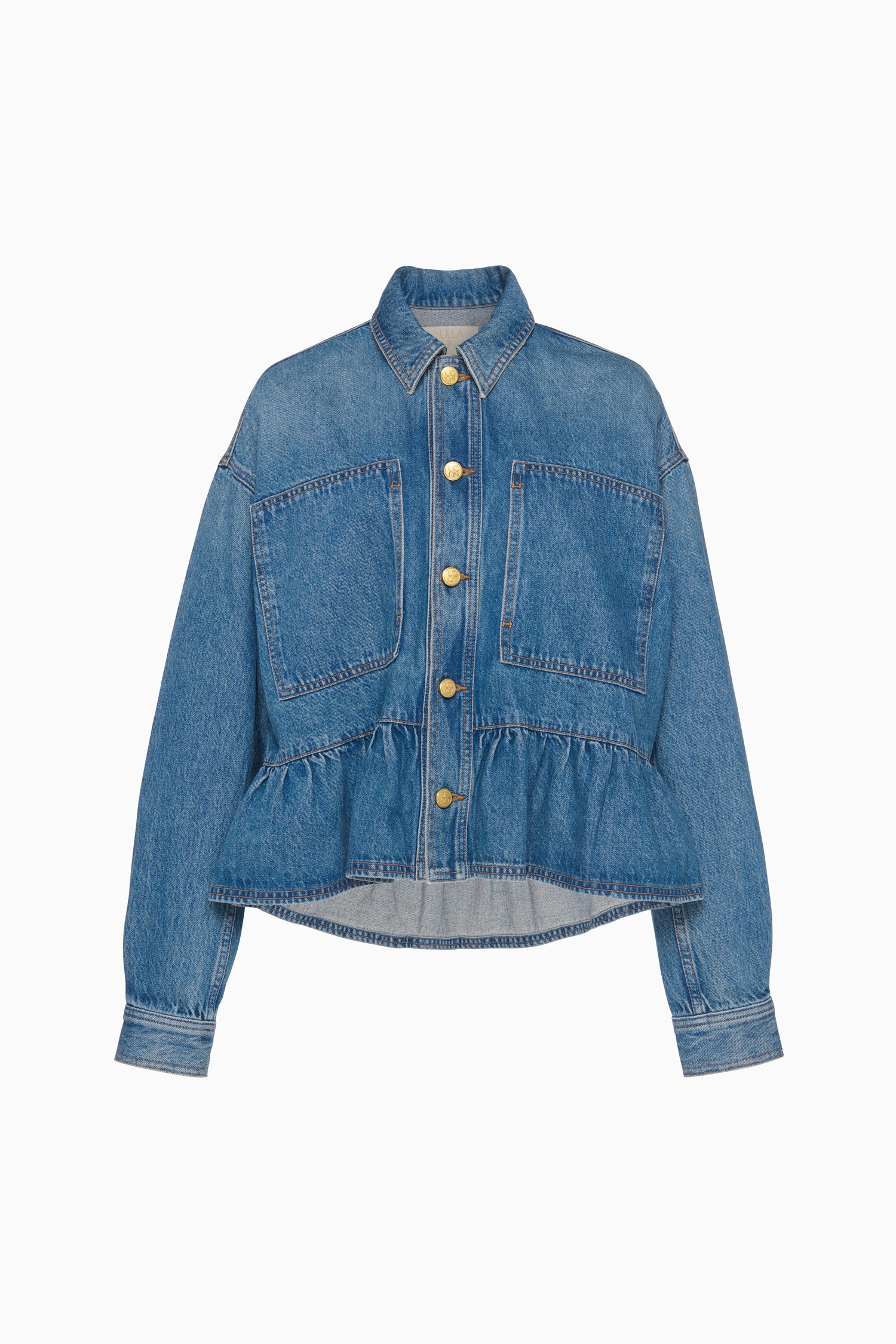 Arquette Denim Peplum Jacket Danube