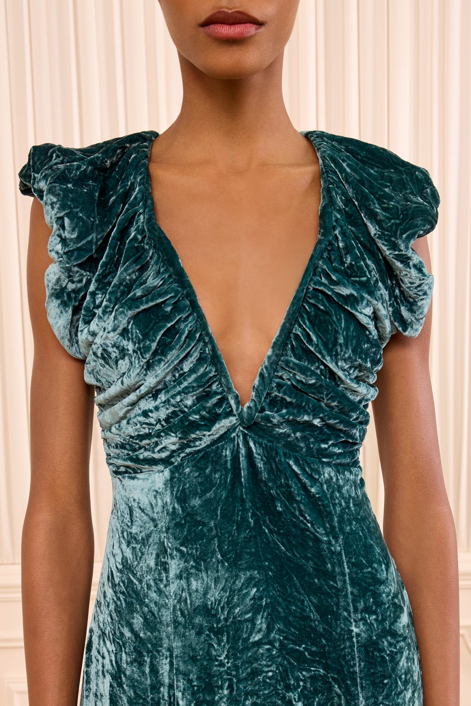 Ulla Johnson Astra V-Neck Velvet Dress - Jadeite