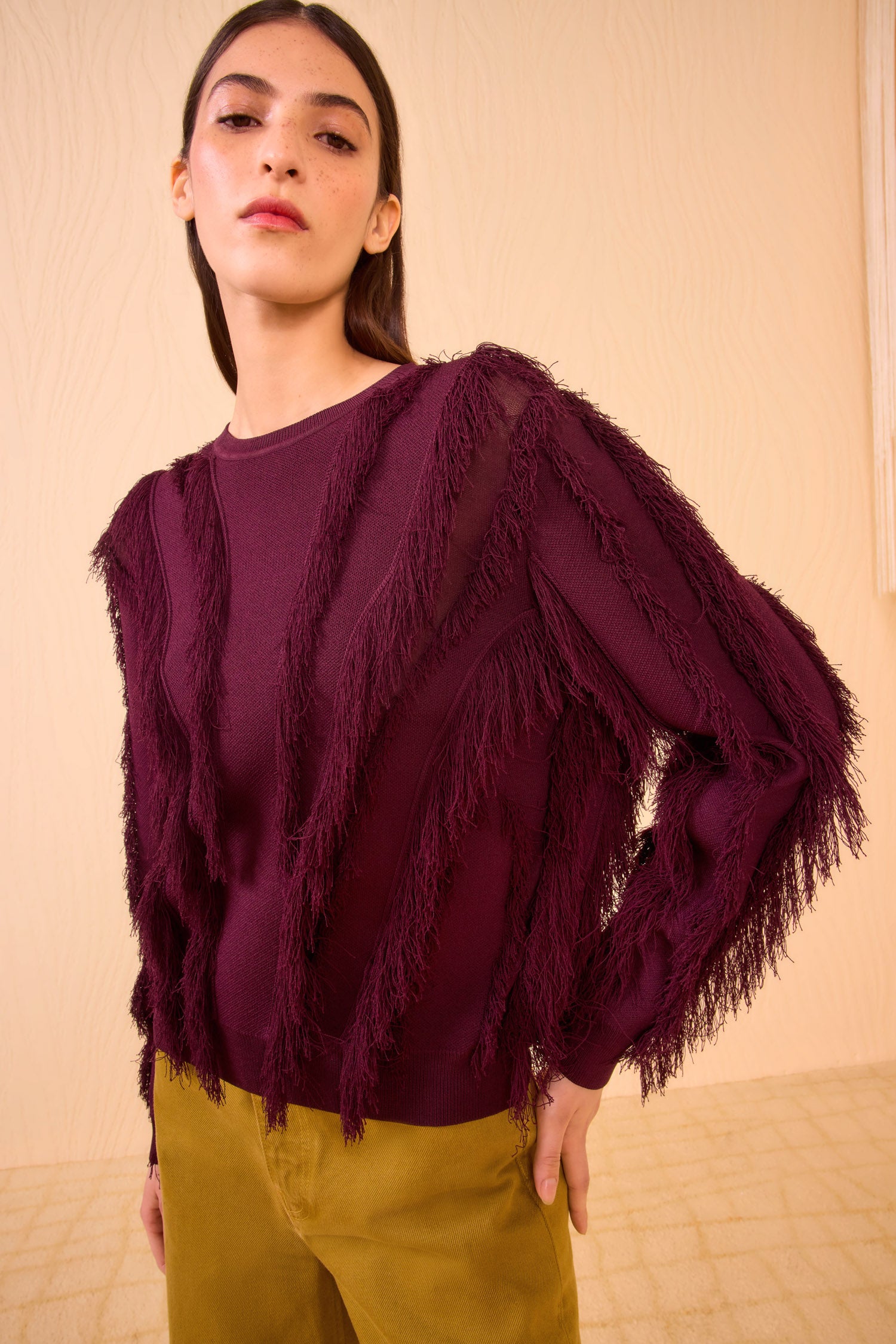 Aubree Long Sleeve Knit Pullover - Mahogany
