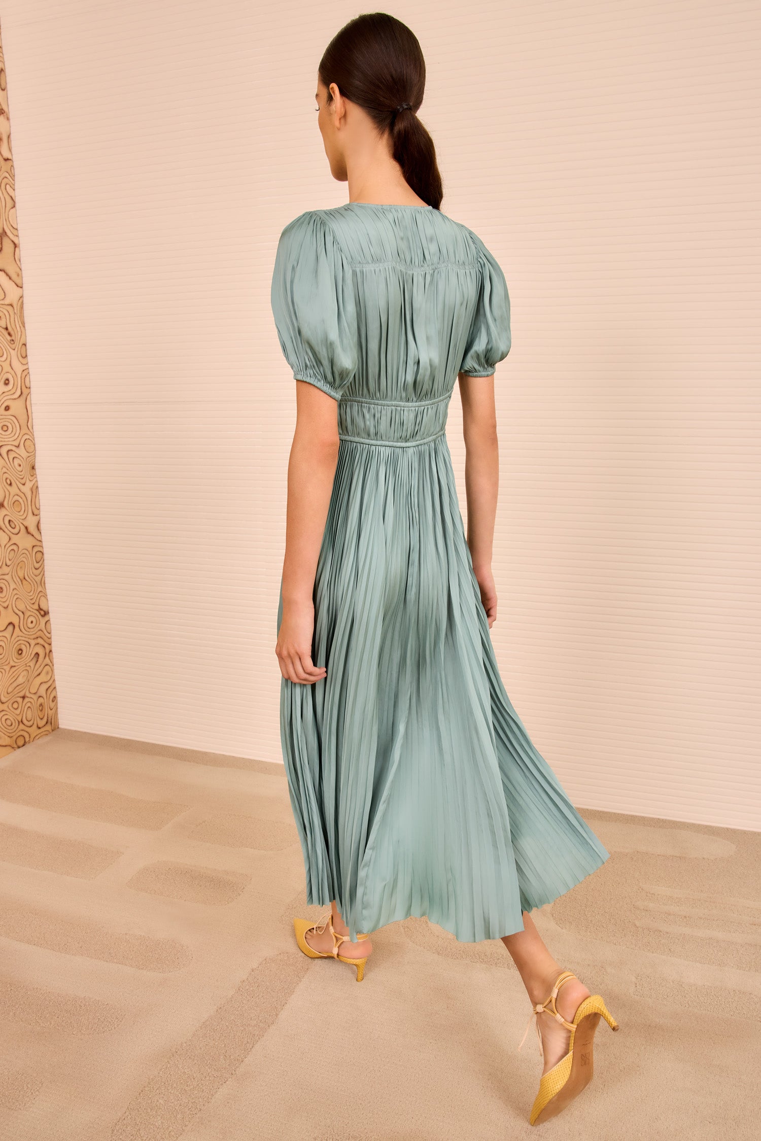 Audra Puff Sleeve Dress - Sea Glass