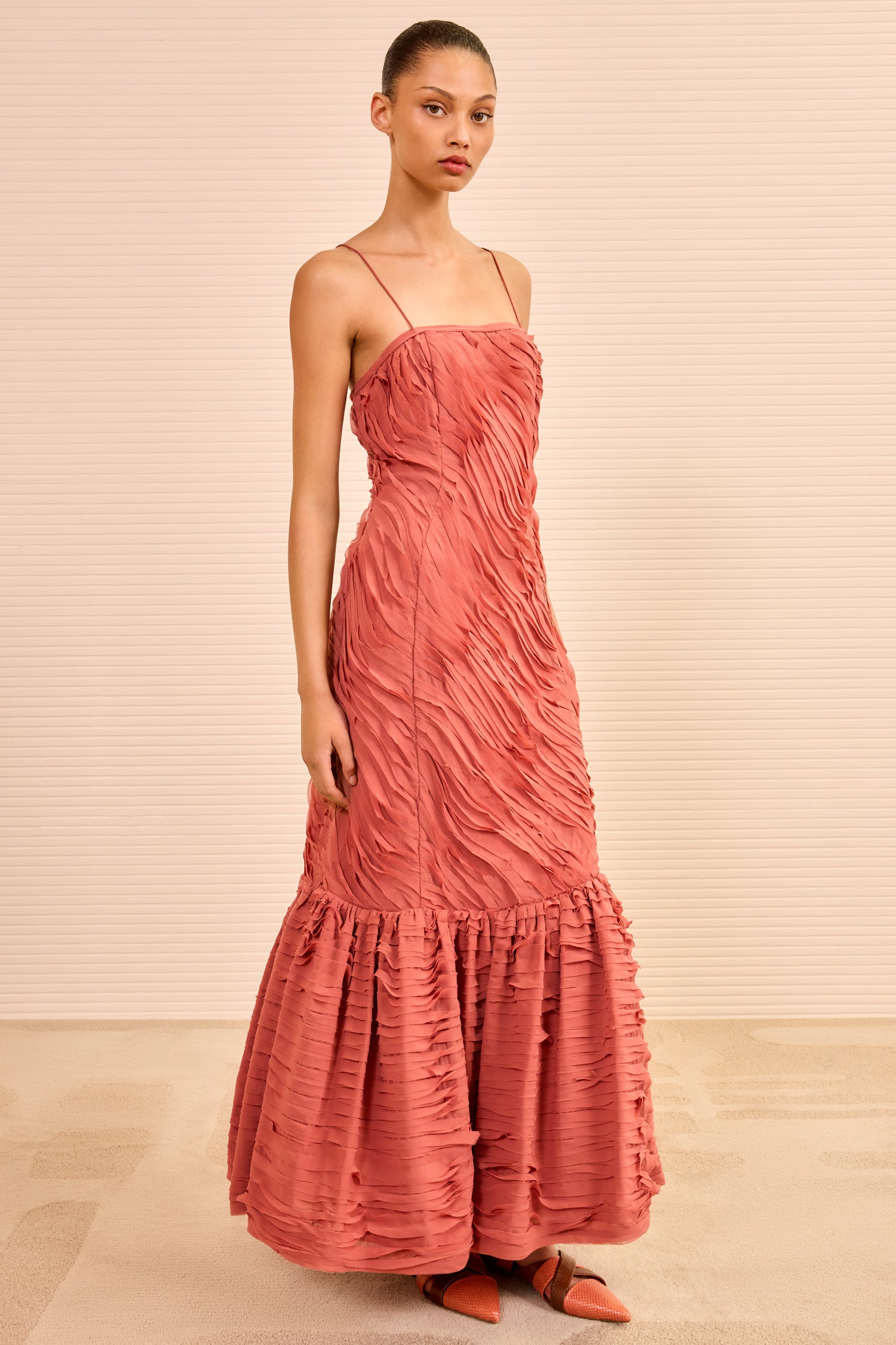 Augustina Cami Long Trumpet Dress - Chestnut