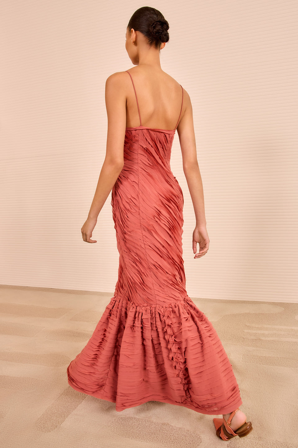 Augustina Cami Long Trumpet Dress - Chestnut