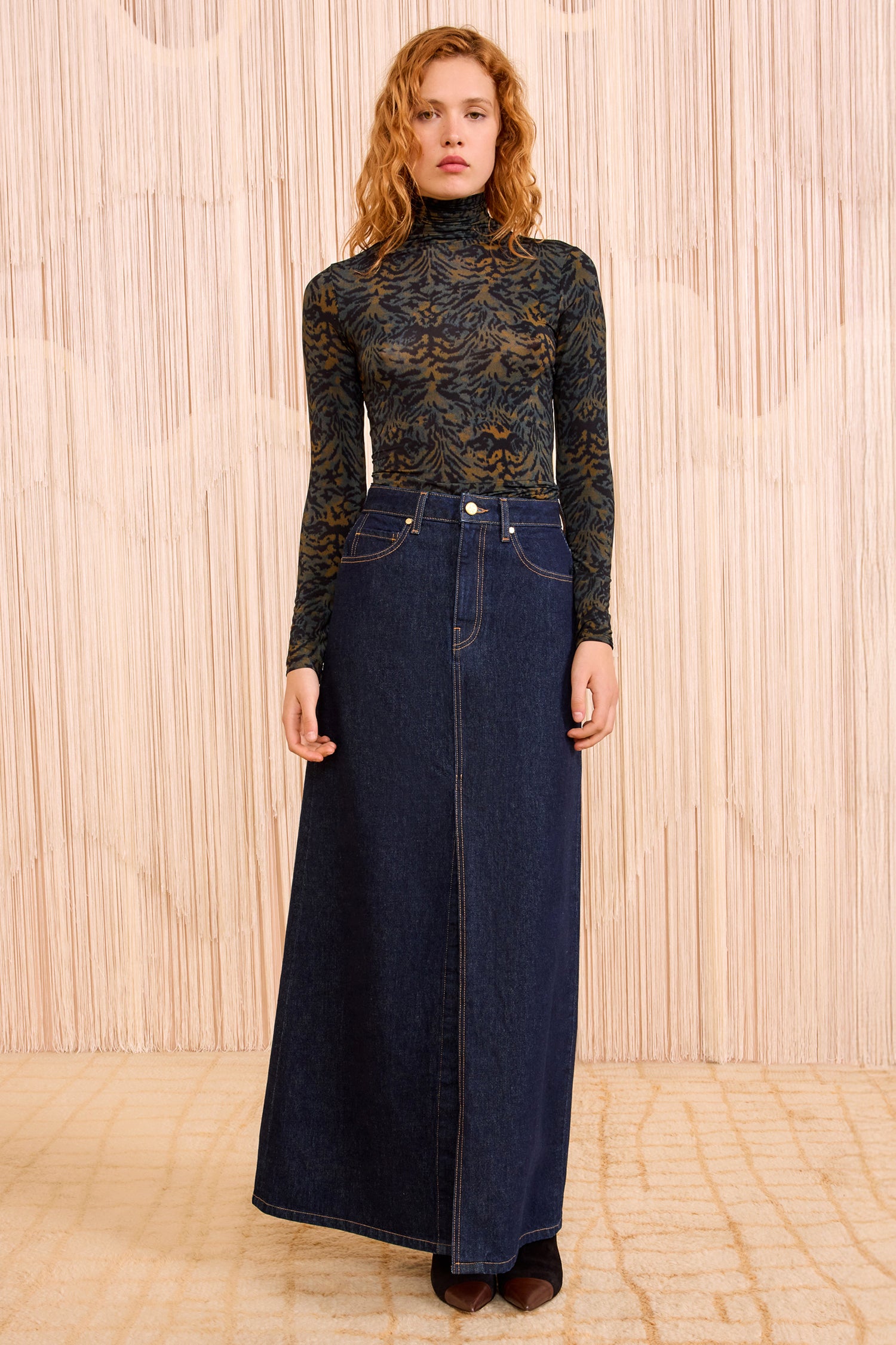 トップス YILON Neck arrange tops Aurelia Jersey Long Sleeve Turtleneck Top - Solaris Long